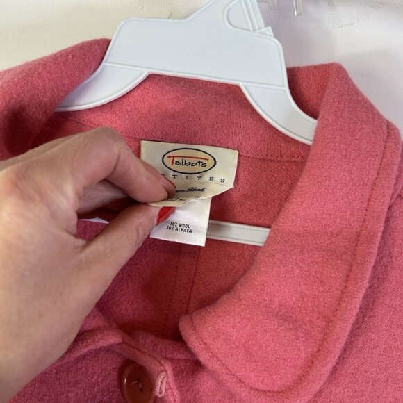 Vintage 90s Alpaca Cardigan Sweater Coat Pink Distressed - Picture 8 of 10